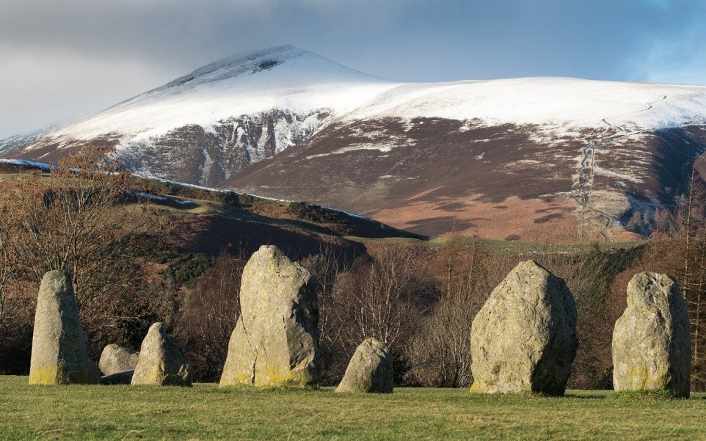 stone circle at the foot of a mountain